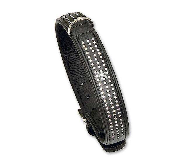 Karlie VINTAGE Strass Halsband 3-reihig - Schwarz 24 mm