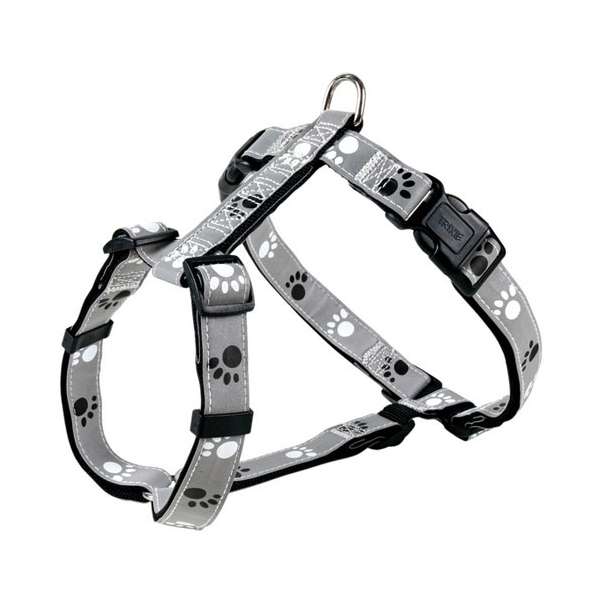 Trixie Geschirr Silver Reflect - Pfotenmotiv 50-75cm / 25mm